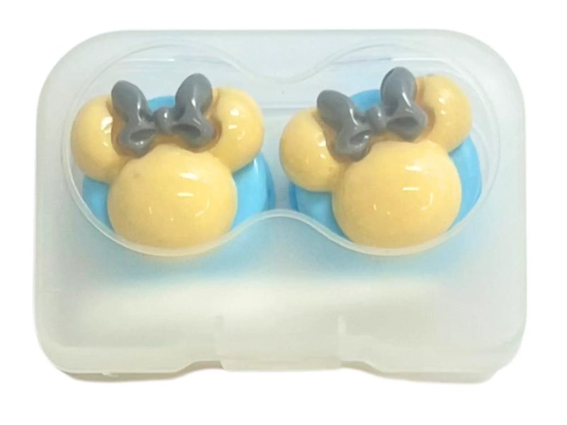 Minnie-Figur-Kontaktlinsen-Aufbewahrungsset, Farbe: Blaue Basis, gelb, graue Schleife