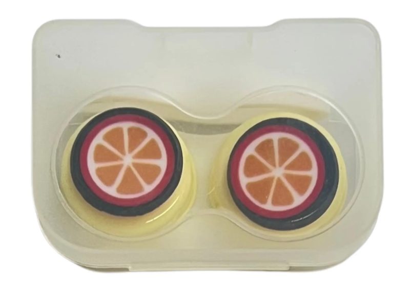 Orangefarbenes Figuren-Kontaktlinsen-Aufbewahrungsset, Farbe: gelbe Basis, orange
