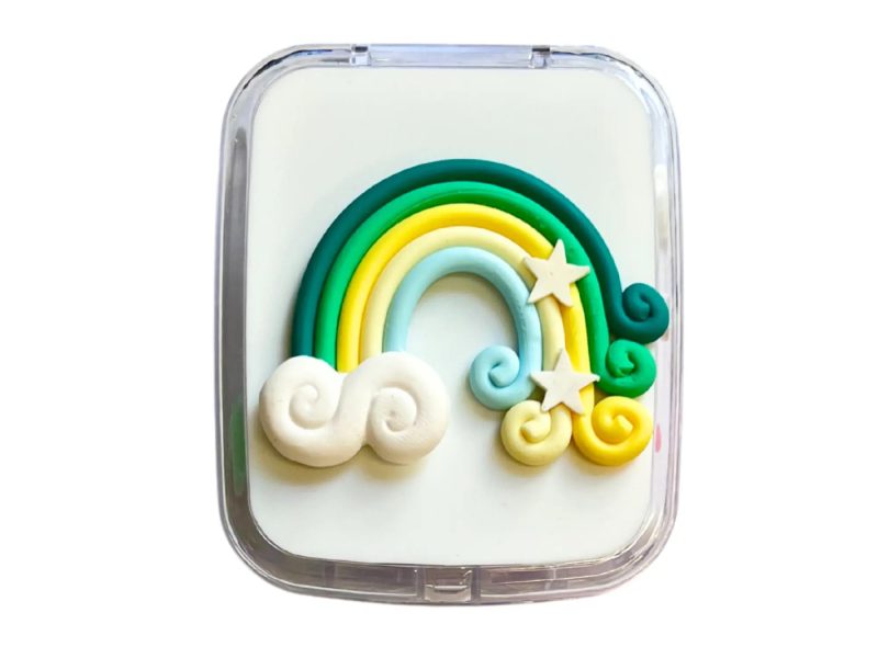 Aufbewahrungsset für Kontaktlinsen mit Regenbogenmuster, Farbe: Grün